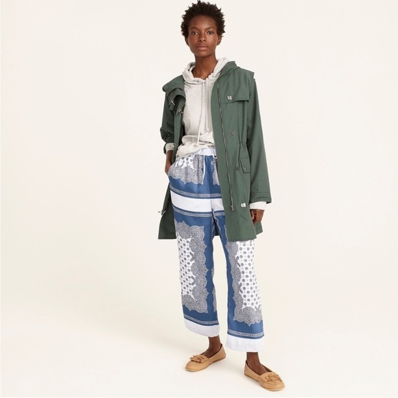 J.Crew Pull On Cropped Pant Scarf Border Print Boho Resort Beach Small - Picture 2 of 16